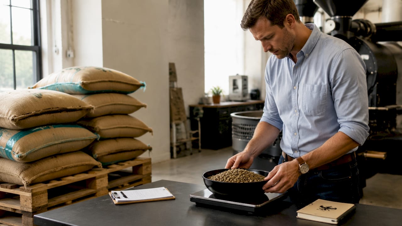 Rustic warehouse with barrel aged coffee sacks