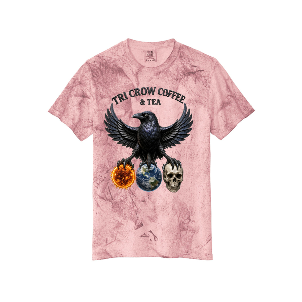 Tri Crow Coffee & Tea 3D Logo T-shirt Front Clay